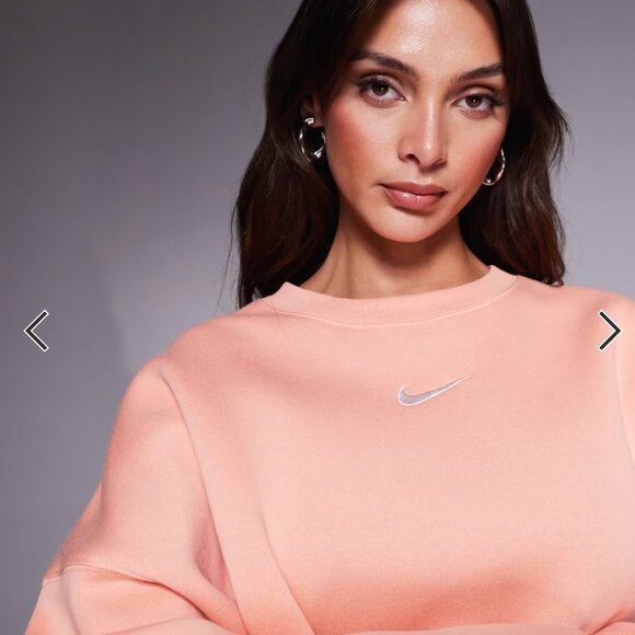 Nike Oversized Cropped Phoenix Sweatshirt in Pale Pink, Size Medium - Picture 3 of 7